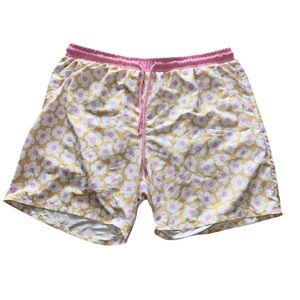 Caden Lane Floral Men Swim Shorts - Pink and Yellow
